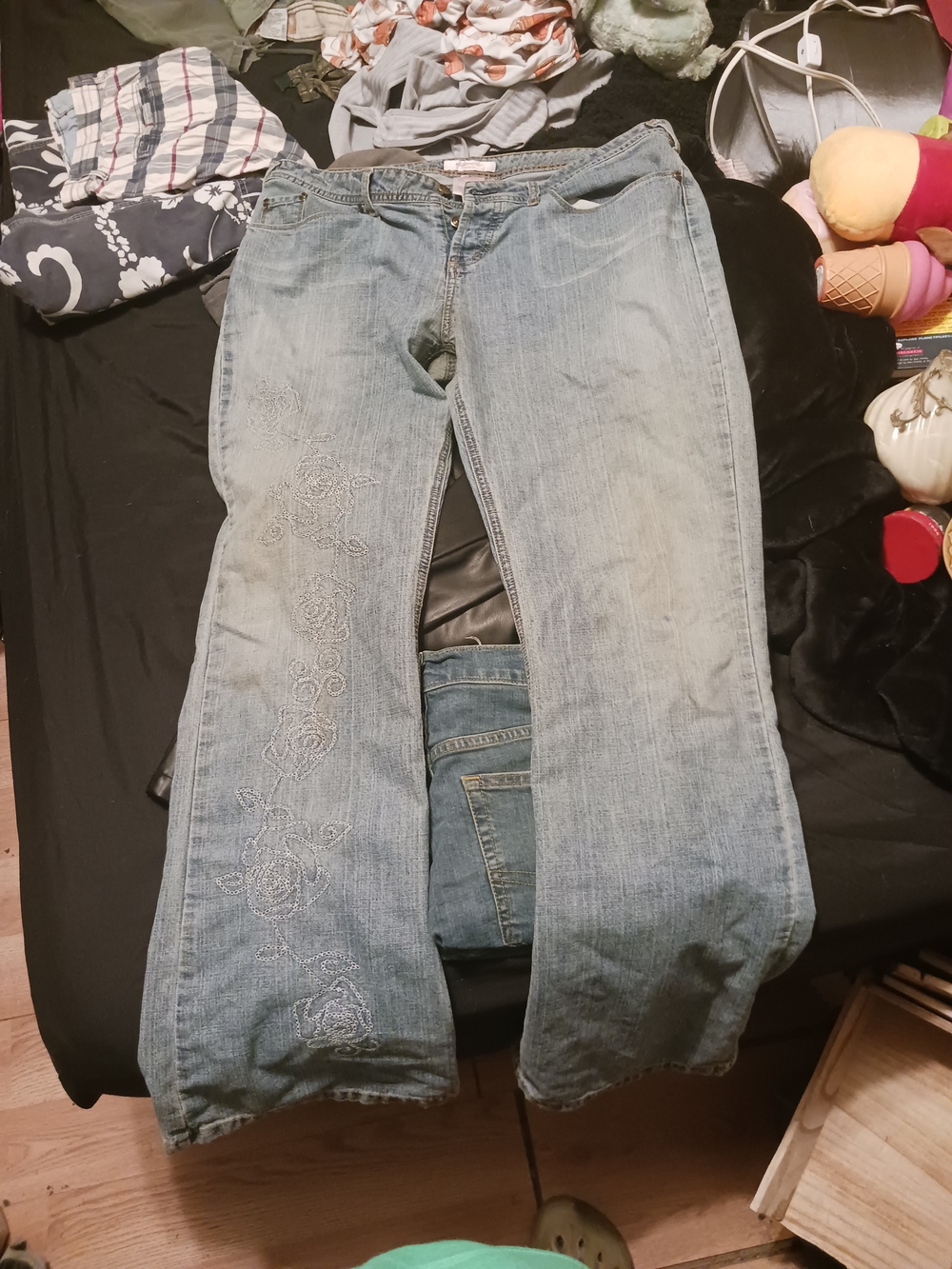 Xhilaration Light Blue Embroidered Flare Jeans